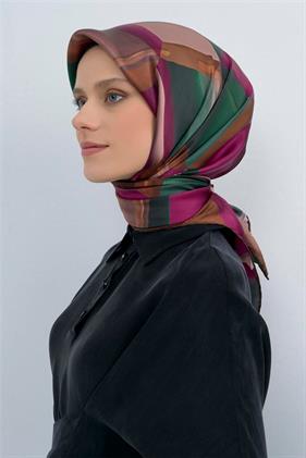 Armine Tivil Saf İpek Eşarp 9510 - 84 Taba Pembe Pastel Desen