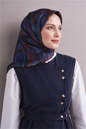 Armine Tivil Saf İpek Eşarp 9602 35 Mor Bordo Soyut Desen 