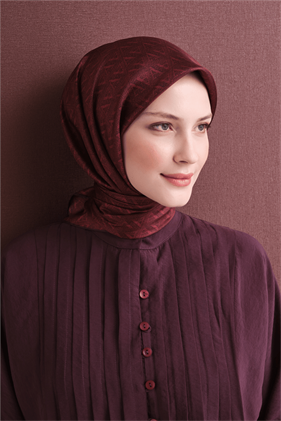 Armine Tivil Saf İpek Eşarp 9625 33 Bordo Slogan Desen 