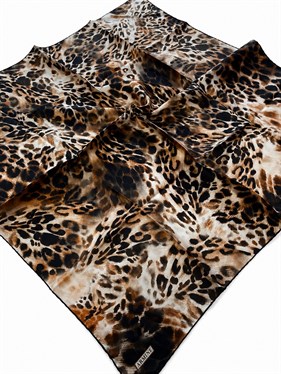 Armine Tivil Saf İpek Eşarp 9641 81 Siyah Leopar Desen 