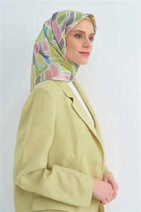 Armine Tivil Saf İpek Eşarp IST 9504 - 85 Sarı Pembe Soyut Desen