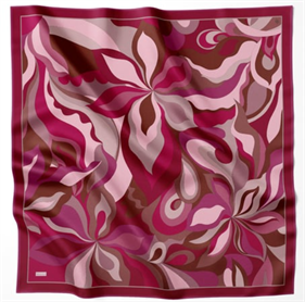 Belli 2025 Yaz Sura Saf İpek Eşarp IST 4108-88 Fuşya Karışık Desen 