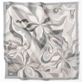 Belli 2025 Yaz Sura Saf İpek Eşarp IST 4108-89 Gri Karışık Desen 