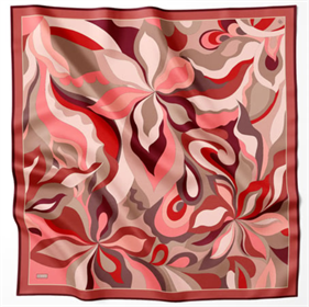 Belli 2025 Yaz Sura Saf İpek Eşarp IST 4108-39 Bordo Karışık Desen 