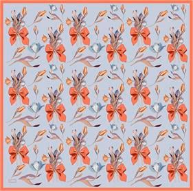 Belli Tivil İpek Eşarp 4037-02 Buz Mavisi Karışık Desen 