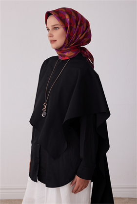 Belli Tivil İpek Eşarp 4406 02 Bordo Mor Taba Geometrik Desen