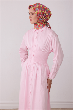 Belli Tivil İpek Eşarp 4406 82 Pembe Sarı Geometrik Desen