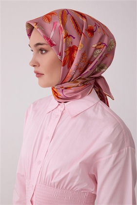 Belli Tivil İpek Eşarp 4412 52 Pembe Soyut Desen