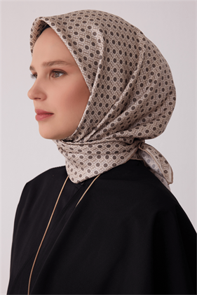 Belli Tivil İpek Eşarp Bej 4418 31 Monogram Desen