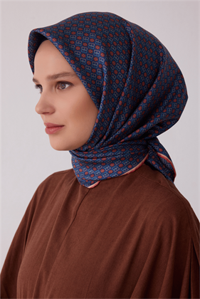 Belli Tivil İpek Eşarp Mor 4418 37 Monogram Desen