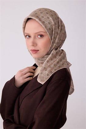 Belli Tivil Saf İpek Eşarp IST 4308 - 54 Vizon Batik Desen