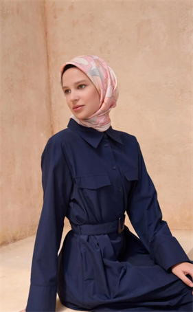 Belli Tivil Saf İpek Eşarp IST 4100 - 03 Soft Pembe Çiçek Desen