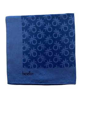 Benetton Elegante Eşarp 1024 2286 İndigo Monogram Desen