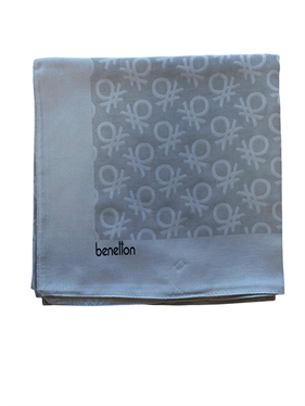Benetton Elegante Eşarp 1024 23017 Gri Monogram Desen
