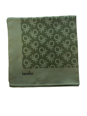 Benetton Elegante Eşarp 1024 2803 Yeşil Monogram Desen