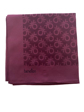 Benetton Elegante Eşarp 1024 3439 Bordo Monogram Desen