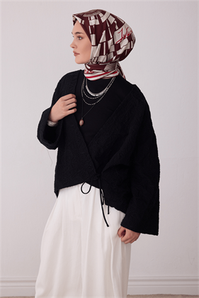 Bordo Tivil İpek Eşarp Bordo 4411 88 Geometrik Desen