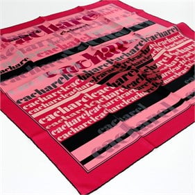 Cacharel Saf Tivil İpek Eşarp 4214701 - 312 Pembe Slogan Desen
