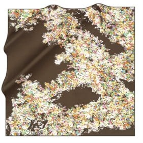 Cacharel Saf Tivil İpek Eşarp 8308313 - 951 Haki Batik Desen