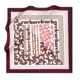 Cacharel Saf Tivil İpek Eşarp 8387313 -913 Mürdüm Slogan Desen