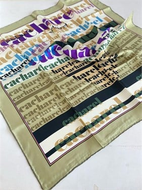Cacharel Saf Tivil İpek Eşarp 8441455 - 953 Yeşil Slogan Desen