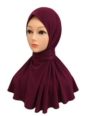 Çıtçıtlı Bone Şal Bordo