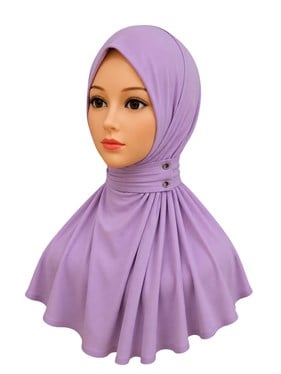 Çıtçıtlı Bone Şal Lila