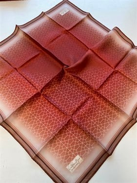 La Boutique Az Hatalı Saf Tivil İpek Eşarp Vizon - Gül Kurusu  Geometrik Desen 