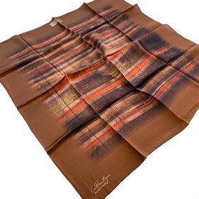 La Boutique Az Hatalı Sura İpek Eşarp 55155 Taba Geometrik  Desen 