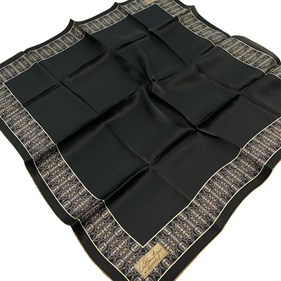 La Boutique Az Hatalı Sura Saf İpek Eşarp 54387 Siyah Etnik Desen 