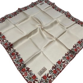 La Boutique Az Hatalı Sura Saf İpek Eşarp 54390 Ekru- Mercan Çiçek Desen 