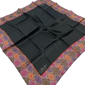 La Boutique Az Hatalı Sura Saf İpek Eşarp 54388 Siyah Etnik Desen 