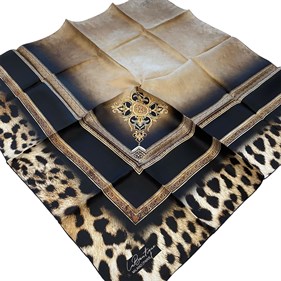 La Boutique Az Hatalı Tivil Saf İpek Eşarp 54413 Siyah Leopar Desen 