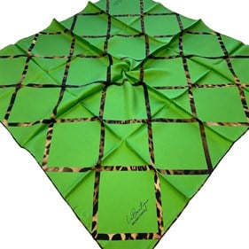 La Boutique Az Hatalı Tivil Saf İpek Eşarp 54401 Benetton Yeşili  Leopar Desen 