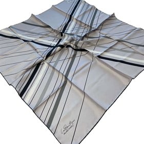 La Boutique Az Hatalı Tivil Saf İpek Eşarp 54415 Gri Çizgi Desen 