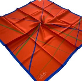 La Boutique Az Hatalı Tivil Saf İpek Eşarp 54733 Neon Turuncu Geometrik Desen 