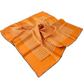 La Boutique Defective Orange Text Pattern Satin Silk Scarf 30078