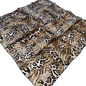 La Boutique Sura İpek Eşarp Kahverengi Leopar Desen 2561 - 06