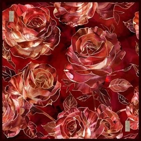 La Boutique Sura İpek Eşarp Kırmızı Çiçek Desen 2558 - 07