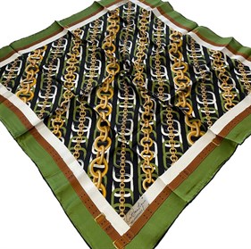 La Boutique Sura İpek Eşarp Yeşil Zincir Desen 1919 - 03