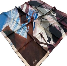 La Boutique Tivil İpek Eşarp Gül Kurusu Geometrik Desen 1021 - 06