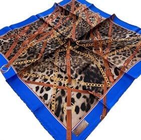 La Boutique Tivil İpek Eşarp Mavi Leopar Desen 2103 - 05