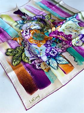 La Ganj Tivil İpek Eşarp 50255 Beyaz Karışık Desen