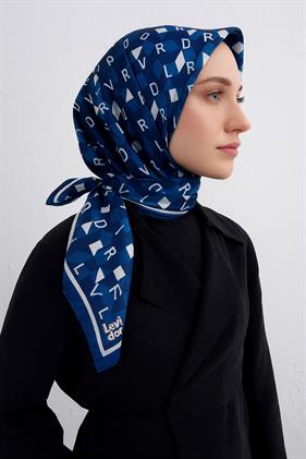 Levidor Tivil Saf İpek Eşarp 50247 Mavi Karışık Desen