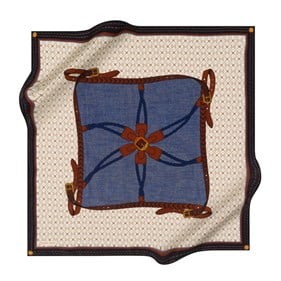 Pierre Cardin Sura İpek Eşarp 8821230 311 Lacivert Bej Monogram Desen