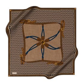 Pierre Cardin Sura İpek Eşarp 8821230 322 Yağ Yeşili Monogram Desen