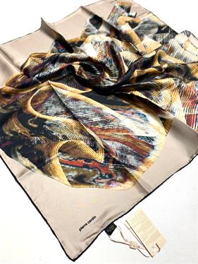 Pierre Cardin Tivil İpek Eşarp 8553438 - 912 Vizon Karışık Desen