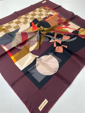 Pierre Cardin Tivil İpek Eşarp IST 8587438- 941 Bordo-Siyah Geometrik Desen