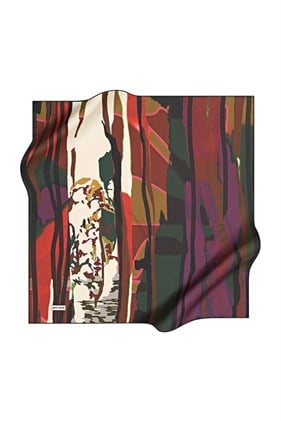 Pierre Cardin Tivil Polyester Eşarp 7671799 911 Bordo Siyah Soyut Desen