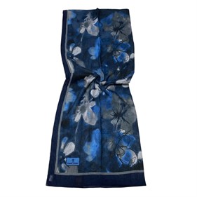 Shawl Secret Dijital Bambu Kraş Şal Lacivert  54214